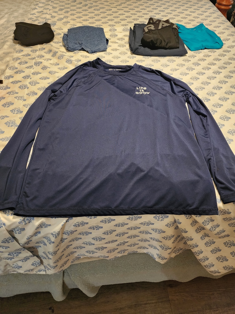 Life Is Good Navy Blue Long Sleeve Performance Tee